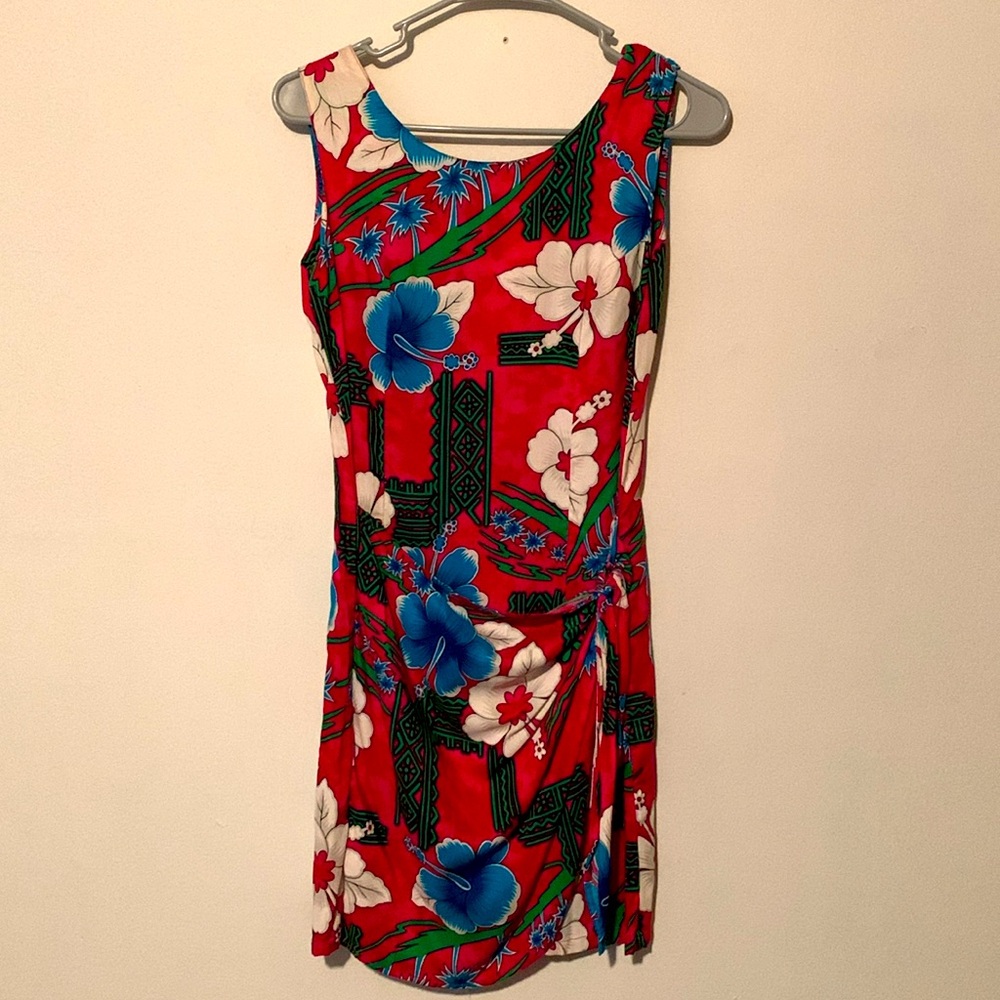 Hibiscus Hawaii Vintage Tropical Print Wrap Dress